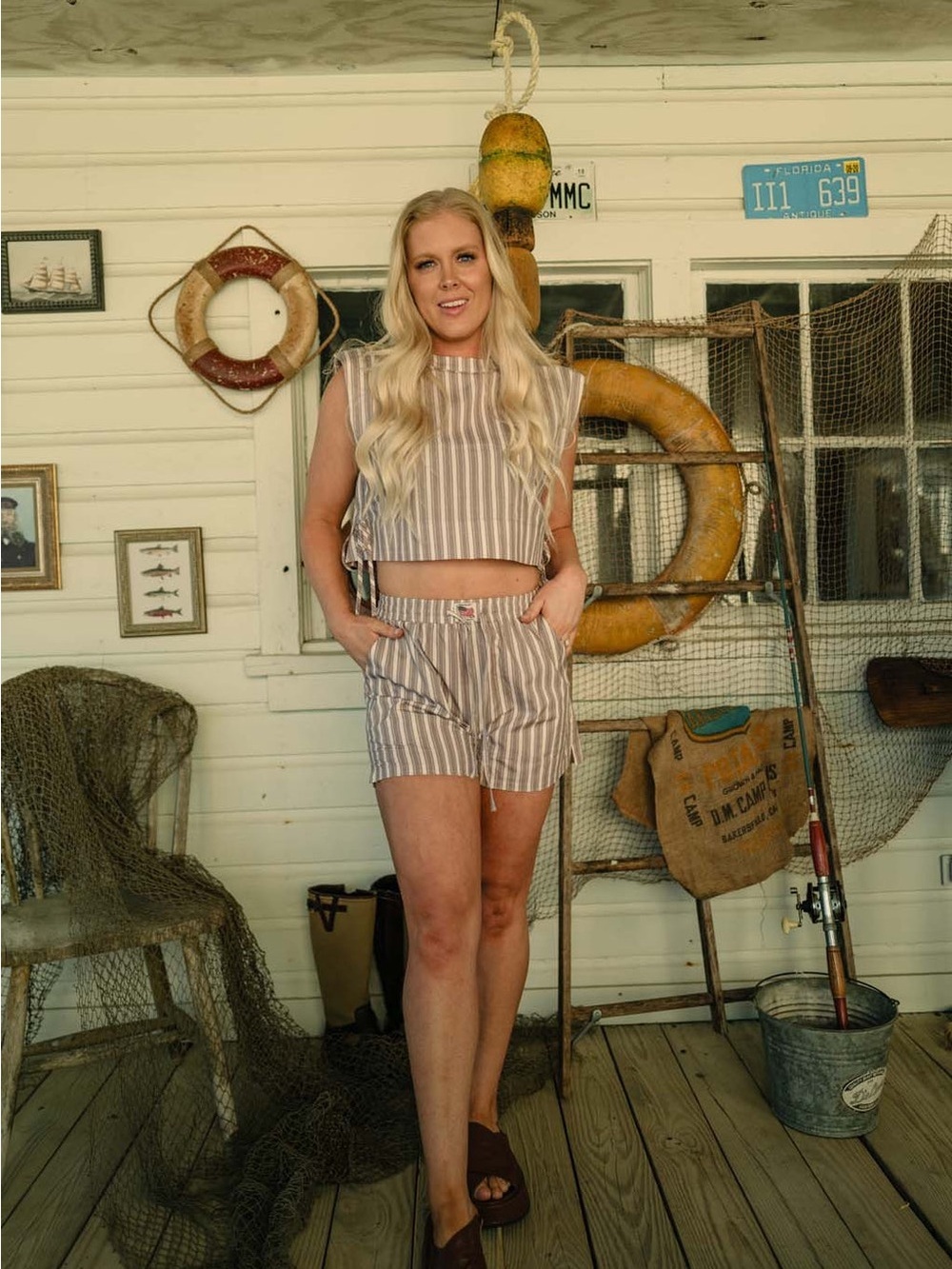 Tribe Kelly Grayton Tank Stripes Crop Top In Mocha Size XS NWOT - Picture 7 of 10